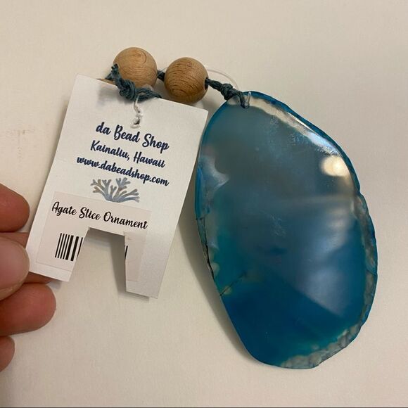 Blue Agate Slice Ornament Da Bead Shop Kainaliu, Hawaii - Picture 3 of 5